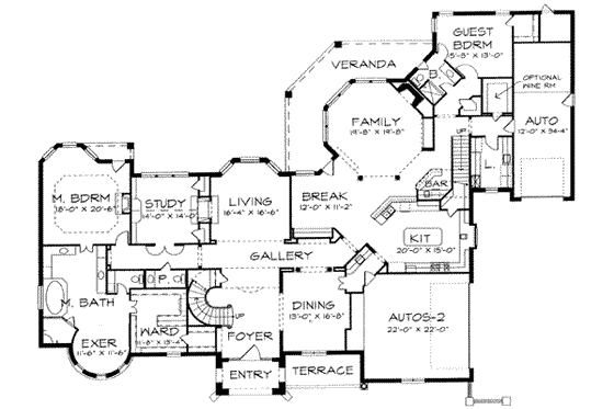 Floor Plan - Main Floor for European House Plan #141-163 - 5 bed, 6.5 bath