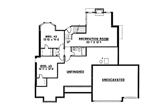 Floor Plan - Lower Floor for Traditional House Plan #67-196 - 3 bed, 3 bath