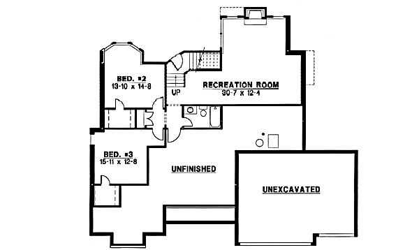 Traditional Floor Plan - Lower Floor Plan #67-196