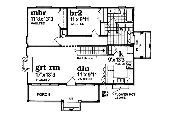 Floor Plan - Main Floor for Country House Plan #47-936 - 2 bed, 1 bath