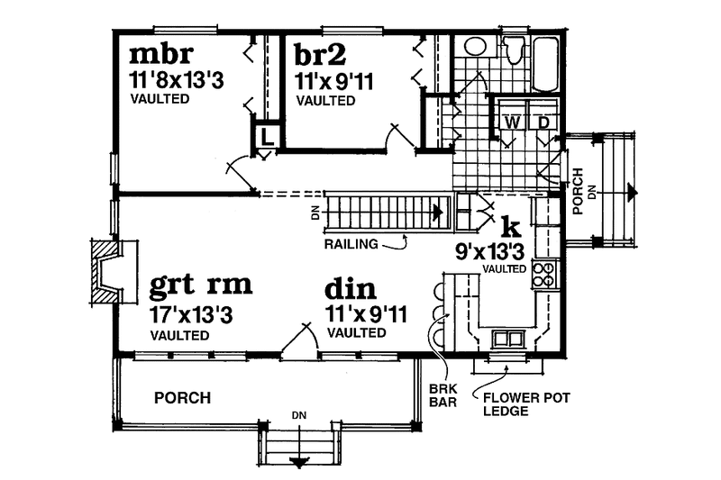 Home Plan - Floor Plan - Main Floor for Country House Plan #47-936 - 2 bed, 1 bath
