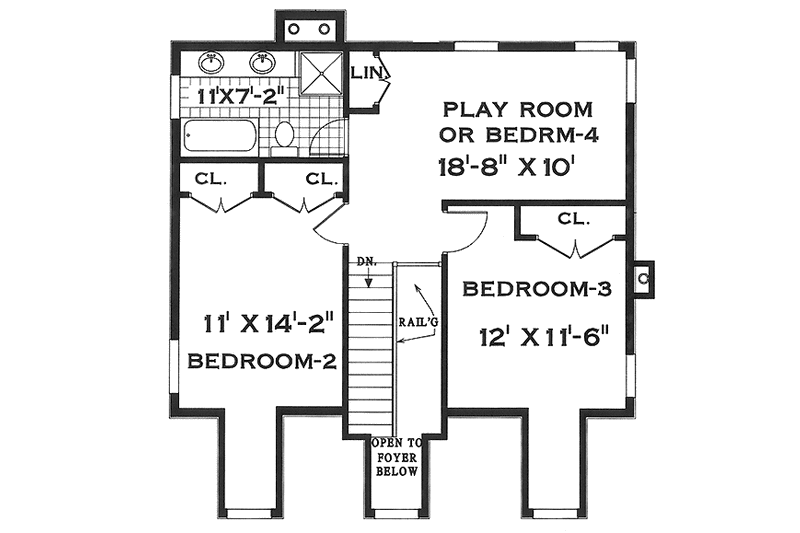 Home Plan - Floor Plan - Upper Floor for Farmhouse House Plan #3-340 - 3 bed, 2.5 bath