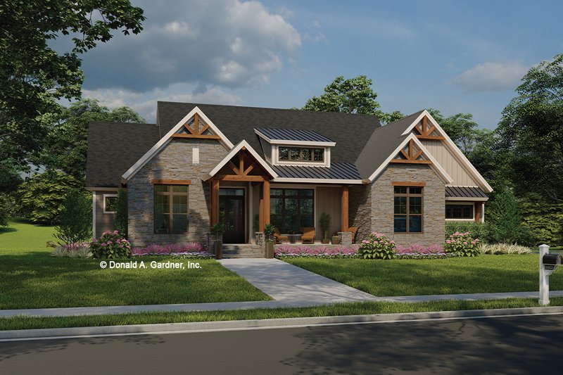House Blueprint - Craftsman Exterior - Front Elevation Plan #929-1179