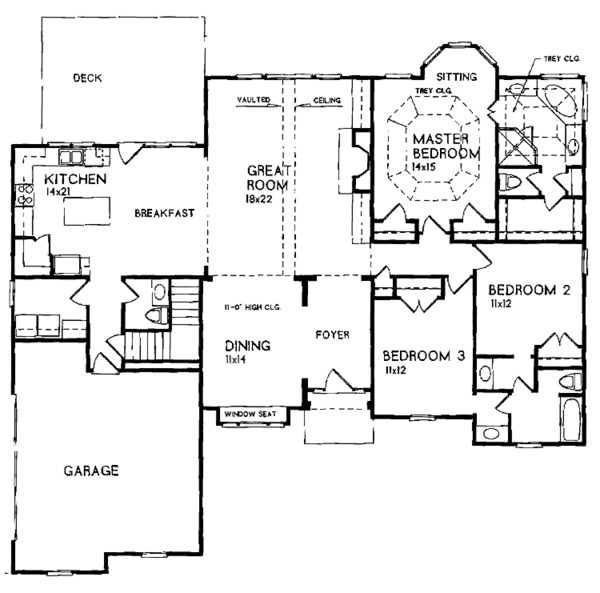 House Design - Ranch Floor Plan - Main Floor Plan #129-165
