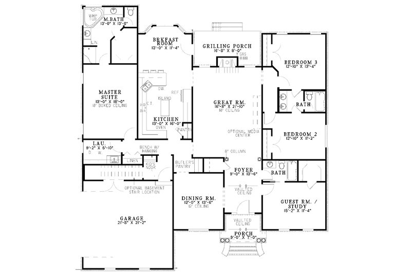 Dream House Plan - Floor Plan - Main Floor for Ranch House Plan #17-3211 - 4 bed, 3 bath
