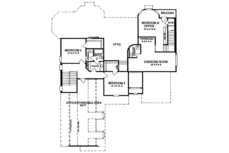 House Blueprint - Floor Plan - Upper Floor for Country House Plan #952-144 - 3 bed, 2 bath