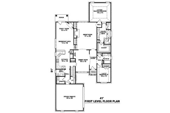 Floor Plan - Main Floor for Colonial House Plan #81-1528 - 4 bed, 3.5 bath