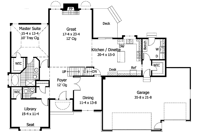 House Blueprint - Floor Plan - Main Floor for Traditional House Plan #51-895 - 4 bed, 2.5 bath