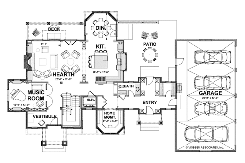 House Design - Floor Plan - Main Floor for Craftsman House Plan #928-32 - 4 bed, 3.5 bath