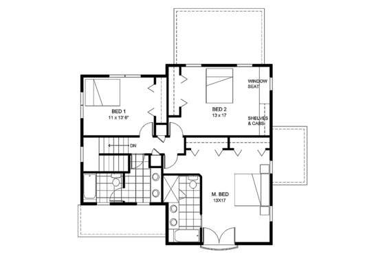 Floor Plan - Upper Floor for Mediterranean House Plan #1042-2 - 3 bed, 2.5 bath