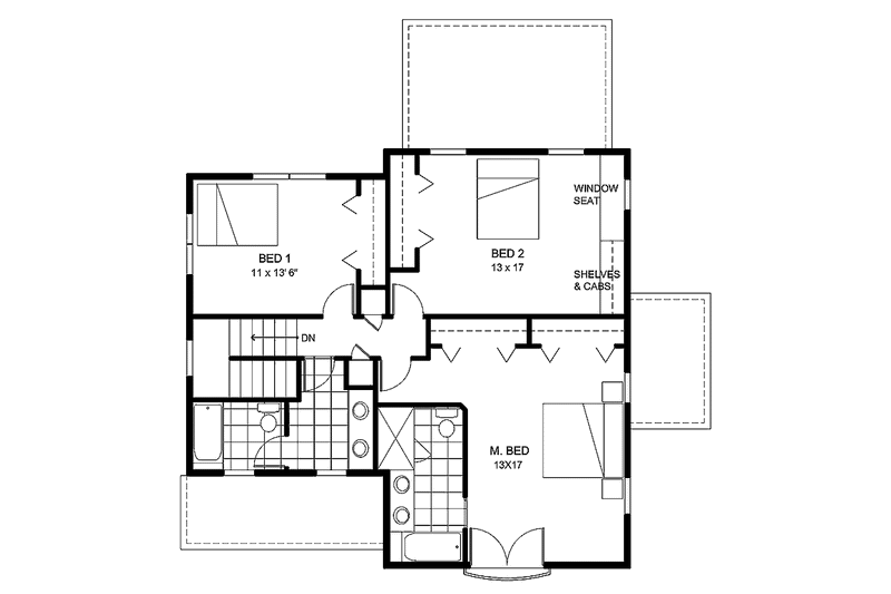 Dream House Plan - Floor Plan - Upper Floor for Mediterranean House Plan #1042-2 - 3 bed, 2.5 bath