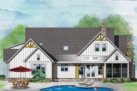 Exterior - Rear Elevation 2 for Farmhouse House Plan #929-1086 - 3 bed, 2.5 bath