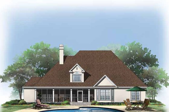Exterior - Rear Elevation for Country House Plan #929-331 - 4 bed, 2.5 bath