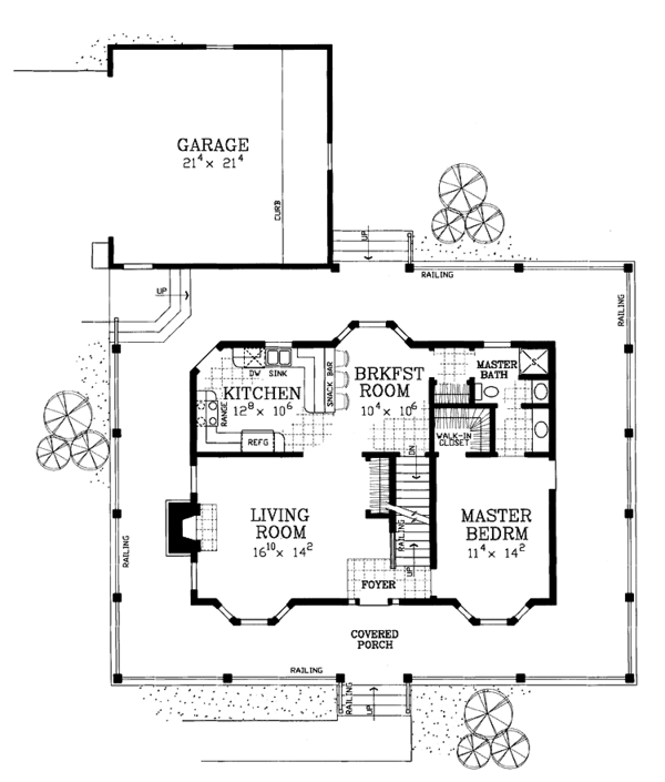 Architectural House Design - Victorian Floor Plan - Main Floor Plan #72-1130