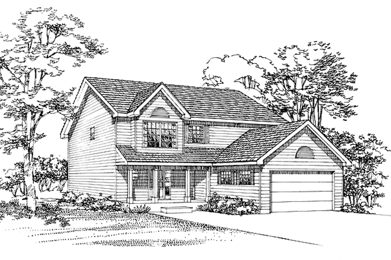Architectural House Design - Exterior - Front Elevation 3 for Country House Plan #72-1041 - 4 bed, 2.5 bath