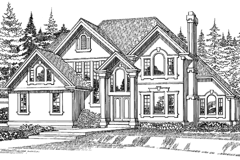Architectural House Design - Exterior - Front Elevation 3 for Traditional House Plan #47-1009 - 4 bed, 4.5 bath