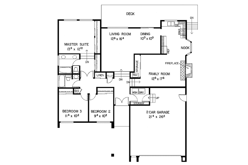 Dream House Plan - Floor Plan - Main Floor for Contemporary House Plan #60-745 - 3 bed, 2 bath