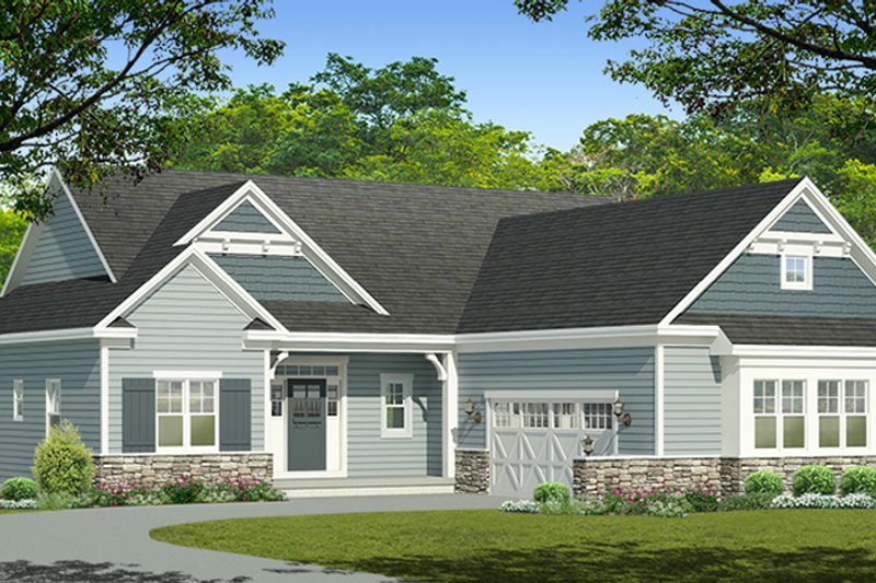 Home Plan - Exterior - Front Elevation 3 for Ranch House Plan #1010-200 - 3 bed, 2 bath