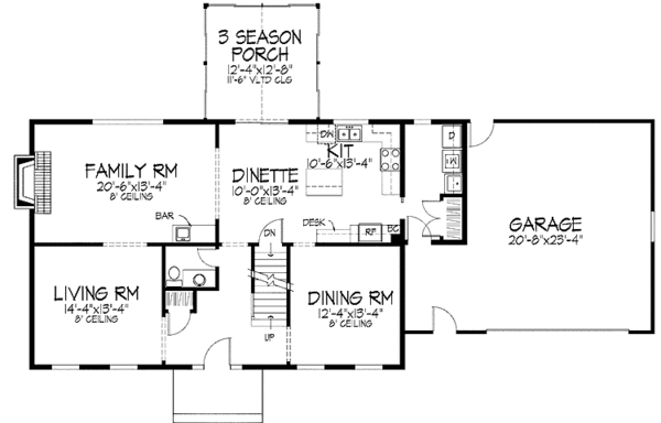 Architectural House Design - Colonial Floor Plan - Main Floor Plan #51-864