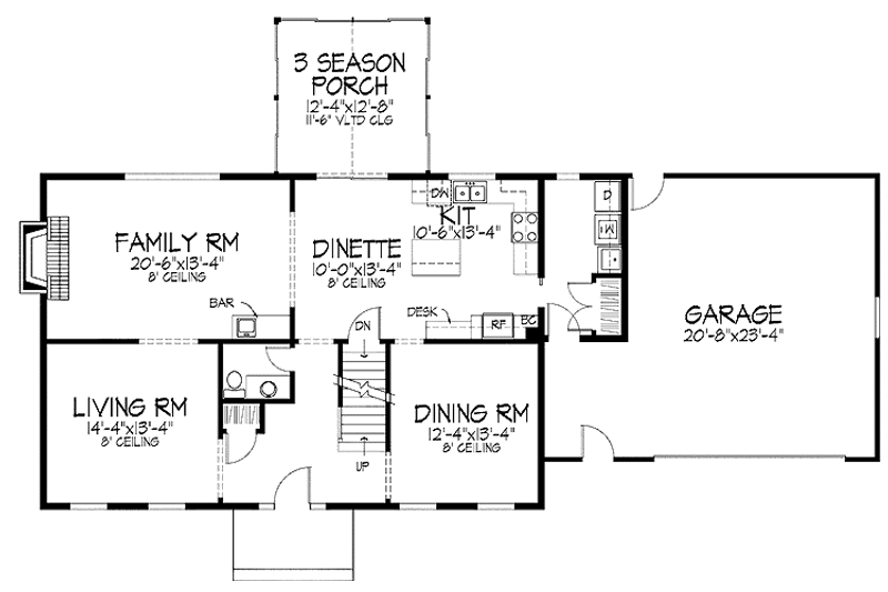 House Blueprint - Floor Plan - Main Floor for Colonial House Plan #51-864 - 4 bed, 2.5 bath