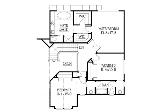 Floor Plan - Upper Floor for Craftsman House Plan #132-372 - 5 bed, 3.5 bath