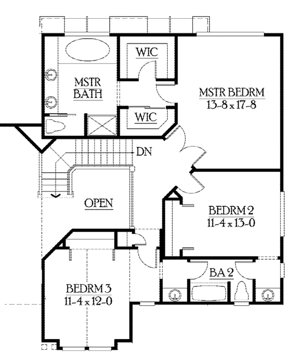 Craftsman Floor Plan - Upper Floor Plan #132-372