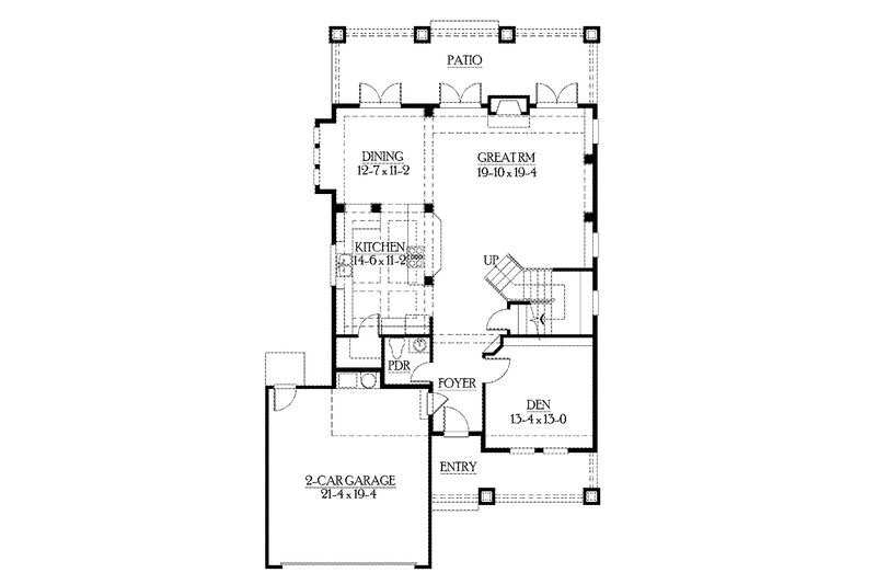 Home Plan - Floor Plan - Main Floor for Craftsman House Plan #132-358 - 3 bed, 2.5 bath