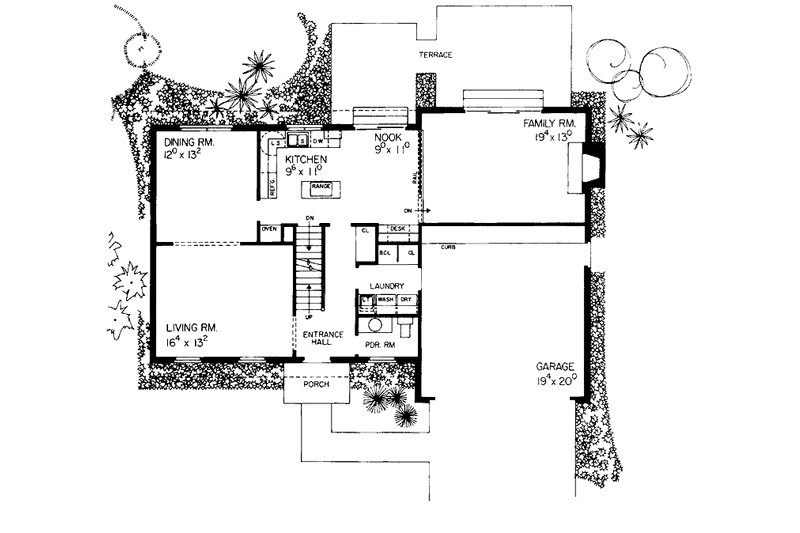 Home Plan - Floor Plan - Main Floor for Colonial House Plan #72-705 - 4 bed, 2.5 bath