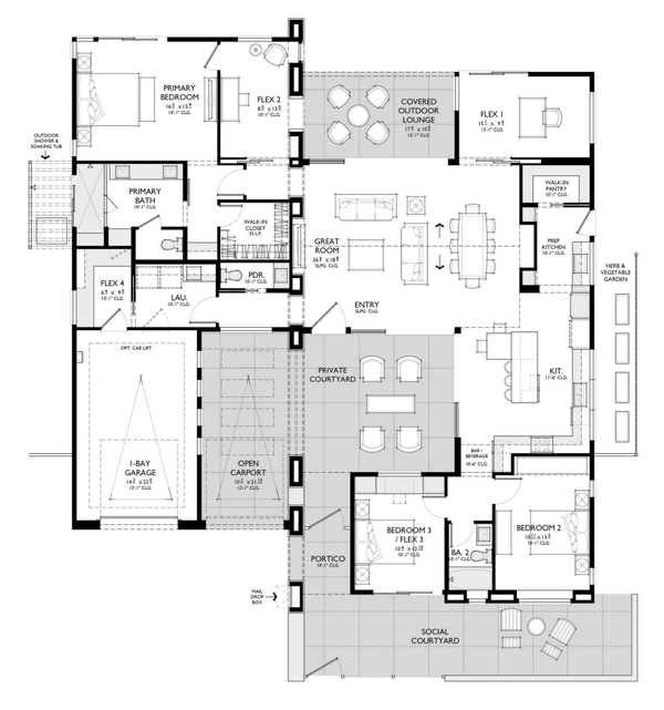 House Blueprint - Modern Floor Plan - Main Floor Plan #1087-2
