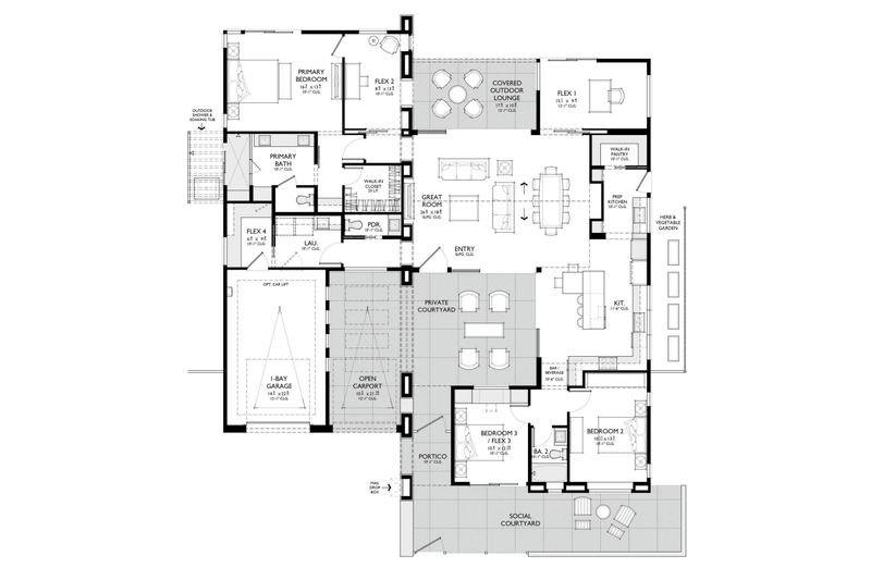 House Blueprint - Floor Plan - Main Floor for Modern House Plan #1087-2 - 3 bed, 2.5 bath