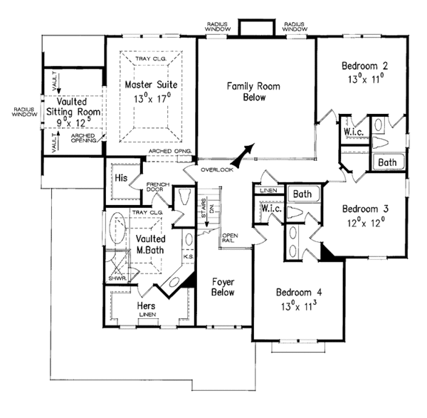 Architectural House Design - Classical Floor Plan - Upper Floor Plan #927-882