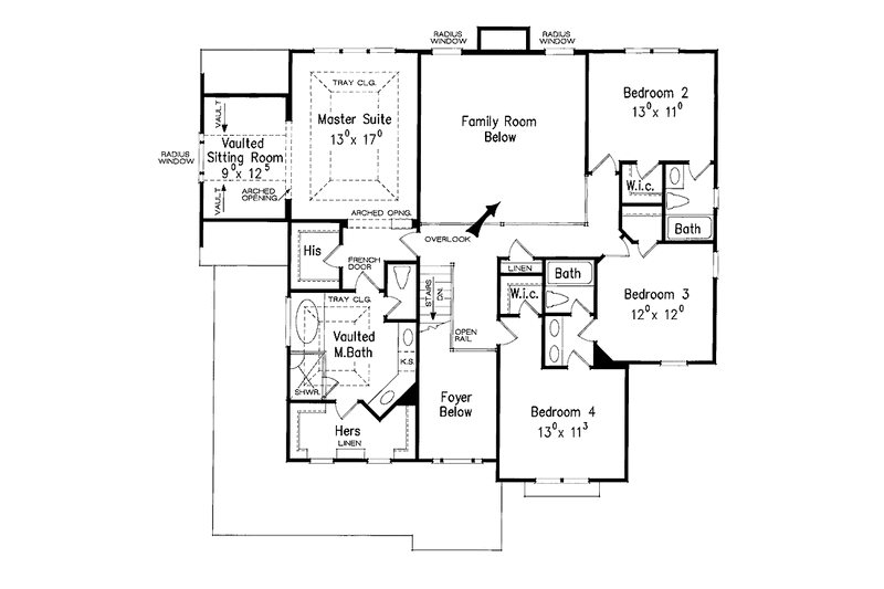 House Blueprint - Floor Plan - Upper Floor for Classical House Plan #927-882 - 5 bed, 4 bath