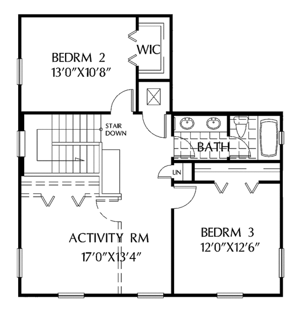 House Design - Colonial Floor Plan - Upper Floor Plan #999-158