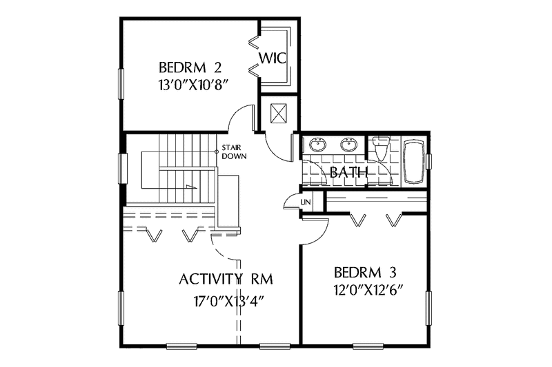 Home Plan - Floor Plan - Upper Floor for Colonial House Plan #999-158 - 3 bed, 2.5 bath