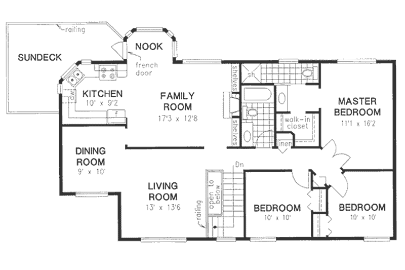 House Design - Floor Plan - Main Floor for European House Plan #18-223 - 3 bed, 2 bath