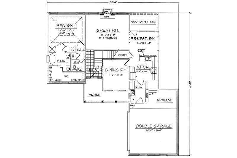 House Design - Floor Plan - Main Floor for Country House Plan #42-639 - 3 bed, 2.5 bath