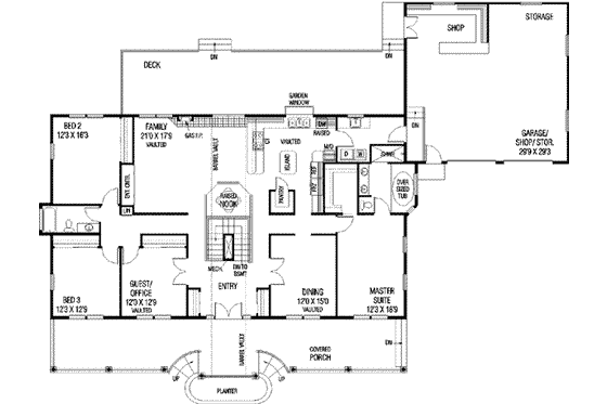 Floor Plan - Main Floor for Country House Plan #60-295 - 4 bed, 2 bath