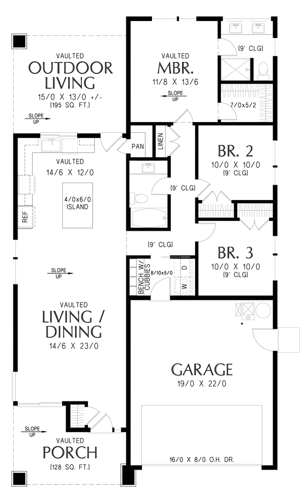 House Blueprint - Floor Plan - Main Floor for Contemporary House Plan #48-1217 - 3 bed, 2 bath