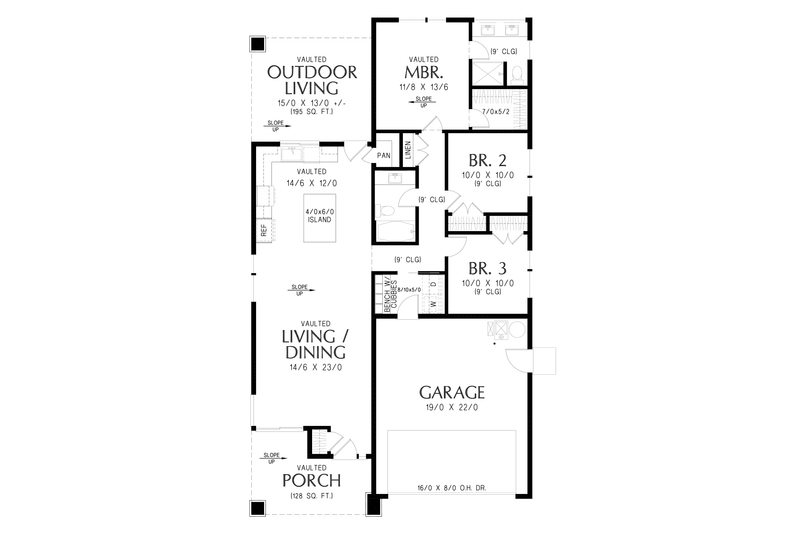 House Blueprint - Floor Plan - Main Floor for Contemporary House Plan #48-1217 - 3 bed, 2 bath
