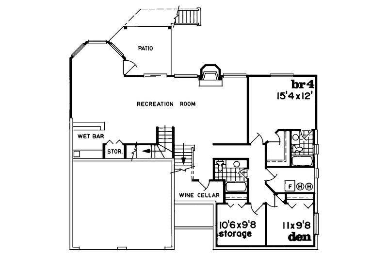 Home Plan - Floor Plan - Lower Floor for Country House Plan #47-764 - 3 bed, 2.5 bath