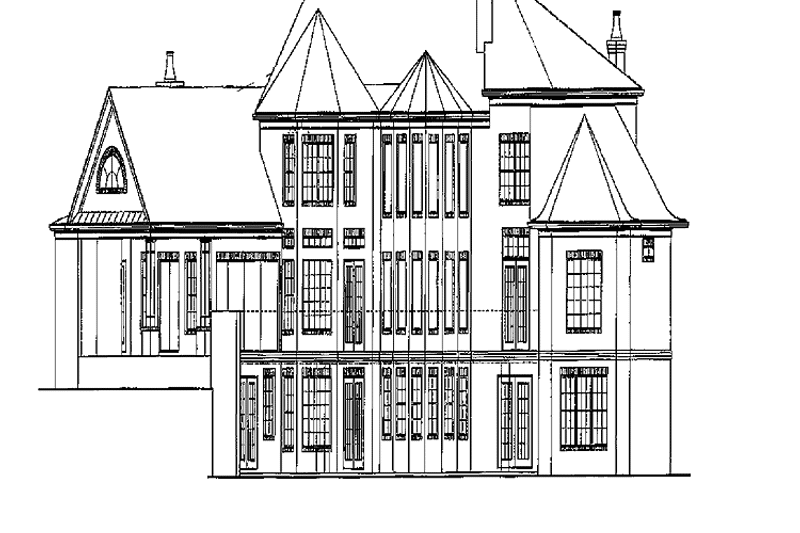 Home Plan - Exterior - Rear Elevation for European House Plan #54-326 - 4 bed, 4.5 bath