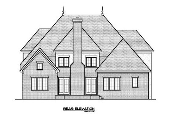 Exterior - Rear Elevation for European House Plan #413-855 - 4 bed, 3.5 bath