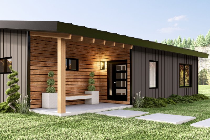 Architectural House Design - Exterior - Covered Porch for Modern House Plan #1064-319 - 2 bed, 2 bath