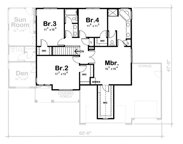 House Design - Traditional Floor Plan - Upper Floor Plan #20-1762