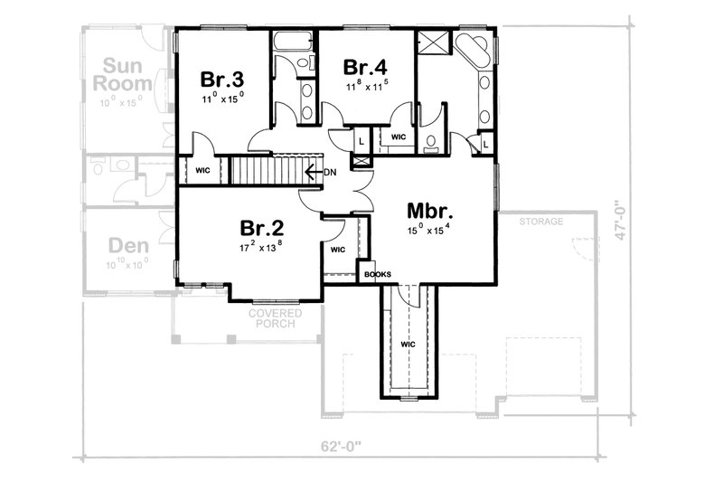 Home Plan - Floor Plan - Upper Floor for Traditional House Plan #20-1762 - 4 bed, 3 bath