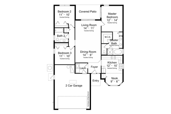 Floor Plan - Main Floor for Mediterranean House Plan #417-837 - 3 bed, 2 bath