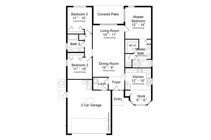 Dream House Plan - Floor Plan - Main Floor for Mediterranean House Plan #417-837 - 3 bed, 2 bath