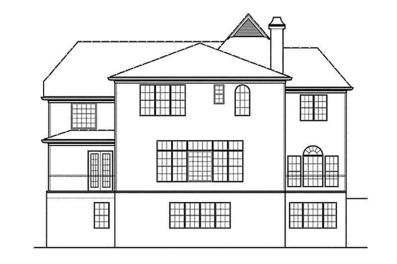 Home Plan - Exterior - Rear Elevation 1 for European House Plan #54-349 - 4 bed, 3.5 bath
