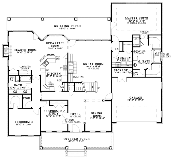 Architectural House Design - Classical Floor Plan - Main Floor Plan #17-3248