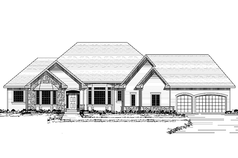 Architectural House Design - Exterior - Front Elevation 3 for Ranch House Plan #51-679 - 4 bed, 3.5 bath